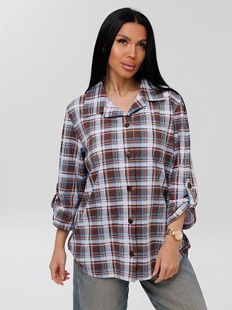 Женская туника Т-218(К) / Коричневый (клетка)