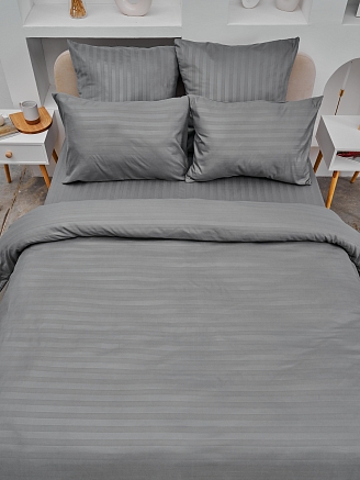 Пододеяльник микрофибра страйп / Светлый серый