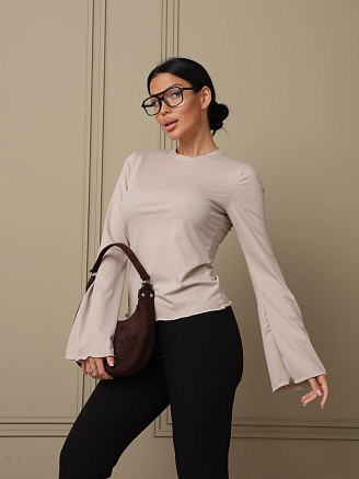 Женский лонгслив мод.2028/1 / Бежевый