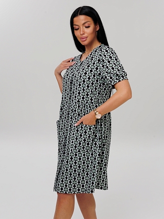 Женский халат Х-153(К) / Серо-зеленый (узоры)