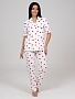 Женская пижама с брюками Леди КК-61 / Красные сердечки на белом