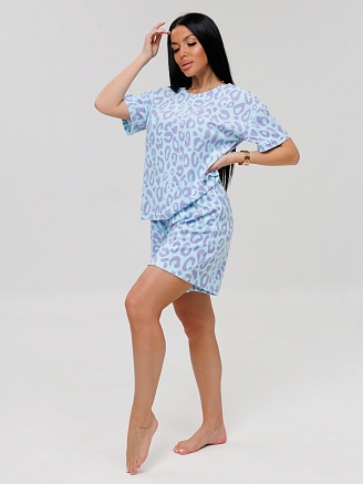 Женский костюм К-203(М) / Голубой (узоры)