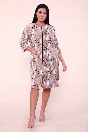 Женский халат 513 / Зайцы, бежевый