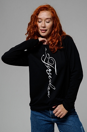 Женский лонгслив 8513 / черный+freedom