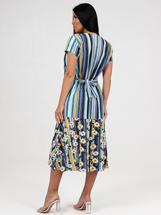 Женское платье Вера макси ПлК-340 / Ромашки на полосе