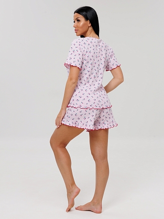 Женская пижама П-97(Каш) / Розовый (цветы)