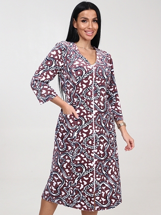 Женский халат ХВ-341 Абстракция с лео, на какао