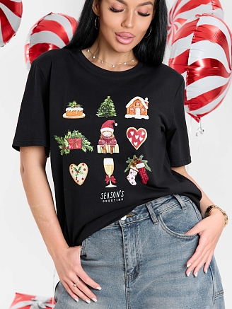 Женская футболка мод.2083/2 / Черный