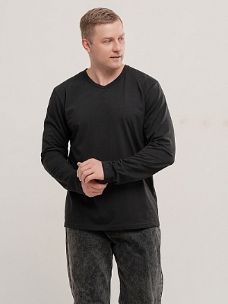 Лонгслив мужской "Вольт" арт.мк1283с /  Чёрный