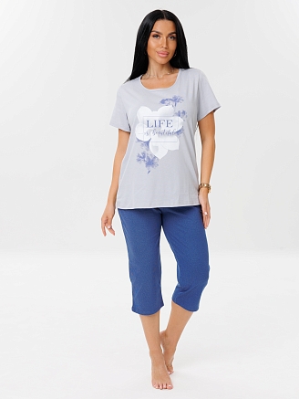 Женская пижама П-33(К) / Синий (надписи)