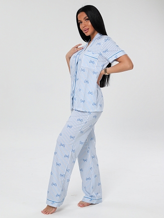 Женская пижама П-106(К) / Голубой (бантики)