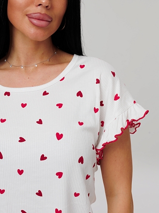 Женская пижама П-110(Л) / Белый (сердечки)