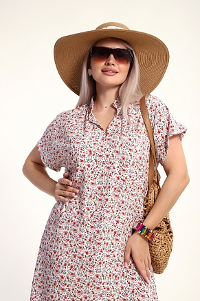 Женское платье 32746 / цветы на белом