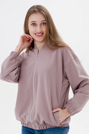Женский бомбер из коттон фита / Кофе