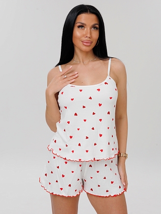 Женская пижама П-95(Л) / Белый (сердечки)