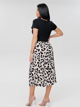 Женское платье Пл-88(Шт/вис) / Молочный (леопард)