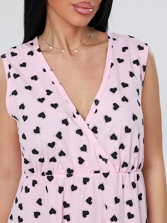 Женская сорочка для беременных Сор-80(К) / Розовый (сердечки)