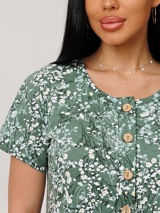 Женское платье Пл-116(К) / Зеленый (цветы)