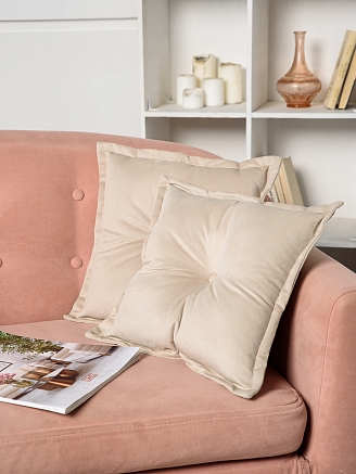Подушка декоративная на диван с пиковкой / Бежевый