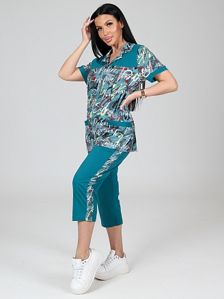 Женский костюм с бриджами КК-55 / Зеленый