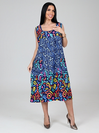 Женский сарафан МАКСИ СК-345 / Разноцветный узор