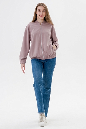 Женский бомбер из коттон фита / Кофе