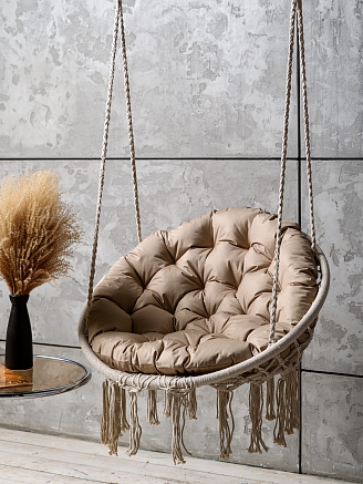 Круглая подушка для подвесных качелей/кресла РО80 / Бежевый