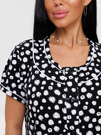 Женский халат Х-48(К) / Черный (белый узор)