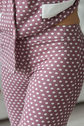 Пижама женская Салли / Горошек на кофе, экрю