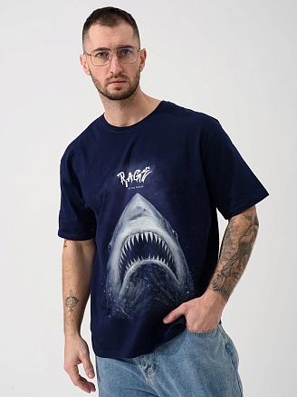 Мужская футболка "Акула" 2437-К / Синий