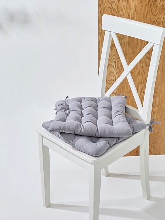 Подушка на стул с завязками (бязь)16т. / Светло-серый