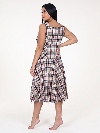 Женский сарафан Клетка СК-336 / Бежевая клетка