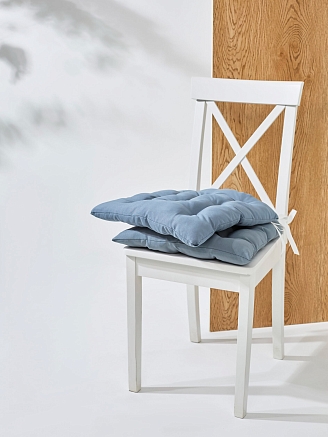 Комплект кухонных подушек на стул 2 шт. (габардин) / Серо-голубой