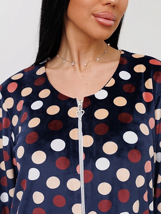 Женский халат Х-80(В) / Темно-синий (горох)