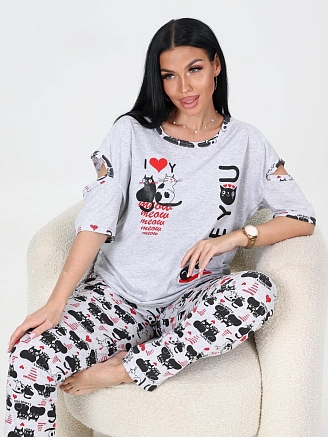 Женская пижама Миу - Миу / серый