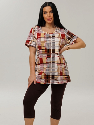 Женский костюм К-230(К+Л) / Коричневый (клетка)