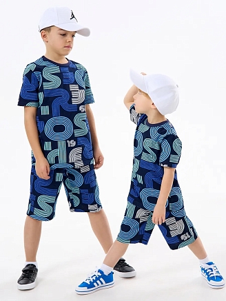 Детская пижама с шортами "Сорванец" / Диско синий