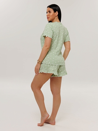 Женская пижама П-97(Каш) / Фисташковый (цветы)