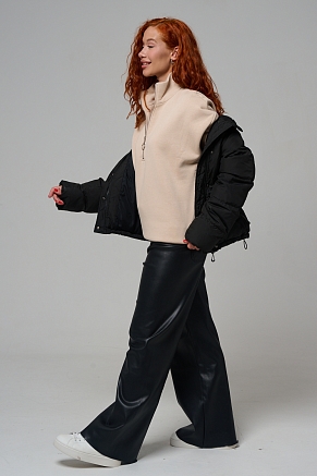 Женский свитшот на молнии оверсайз начес 14427 / бежевый