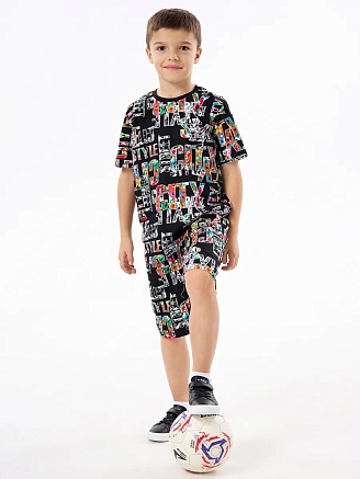 Детская пижама с шортами "Сорванец" / Город на черном
