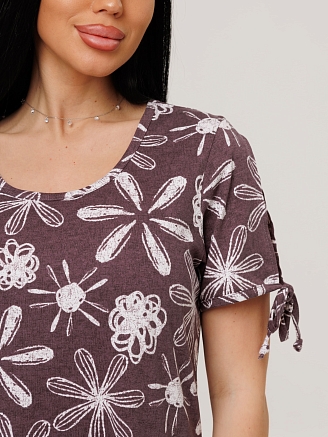 Женское платье Пл-109(К) / Какао (цветы)