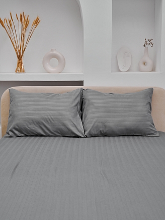 Комплект наволочек микрофибра-страйп / Светлый серый