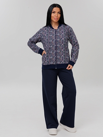 Женский костюм К-222(Фут) / Темно-синий (узор)