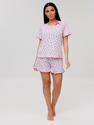 Женская пижама П-97(Каш) / Розовый (цветы)
