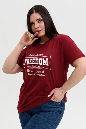 Мужская футболка 8503/1 / бордовый+свобода