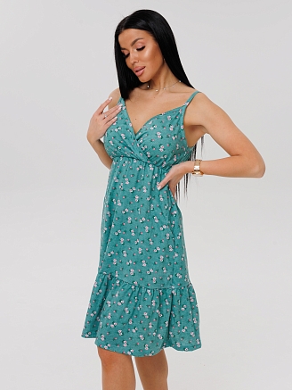 Женский сарафан С- 95(К) / Бирюзовый (цветы)