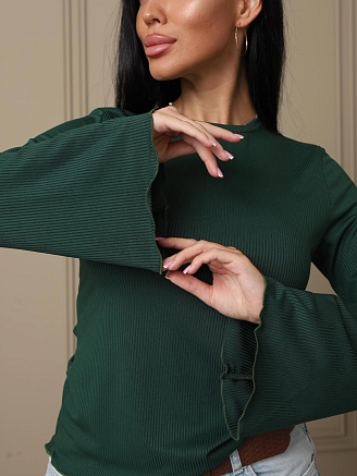 Женский лонгслив мод.2028/4 / Зеленый