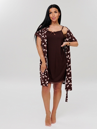 Женский комплект Сор-14(Вис) + Х-14(Вис) / Бордовый (цветы)