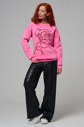 Женский свитшот 8577 / розовый+роза