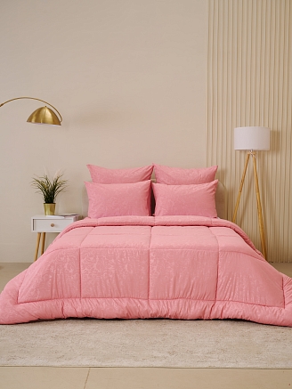 Одеяло всесезонное "Лебяжий пух" микрофибра Узор / Розовое